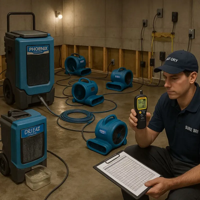 Structural Drying and Dehumidification process in South Beloit, IL